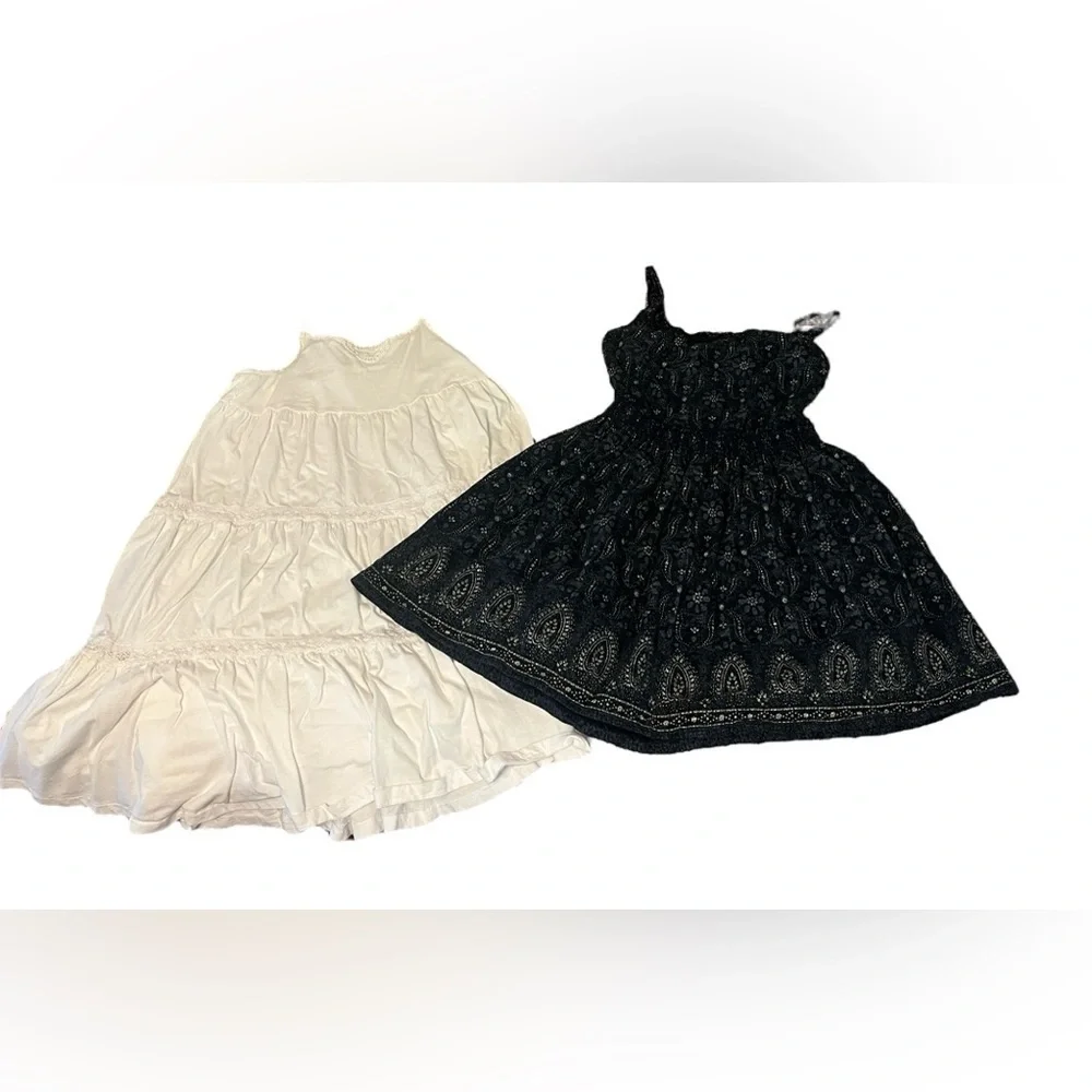 Ralph Lauren Girls 2 PC Summer Set Dress Paisley Print in Black/Blue and Cream